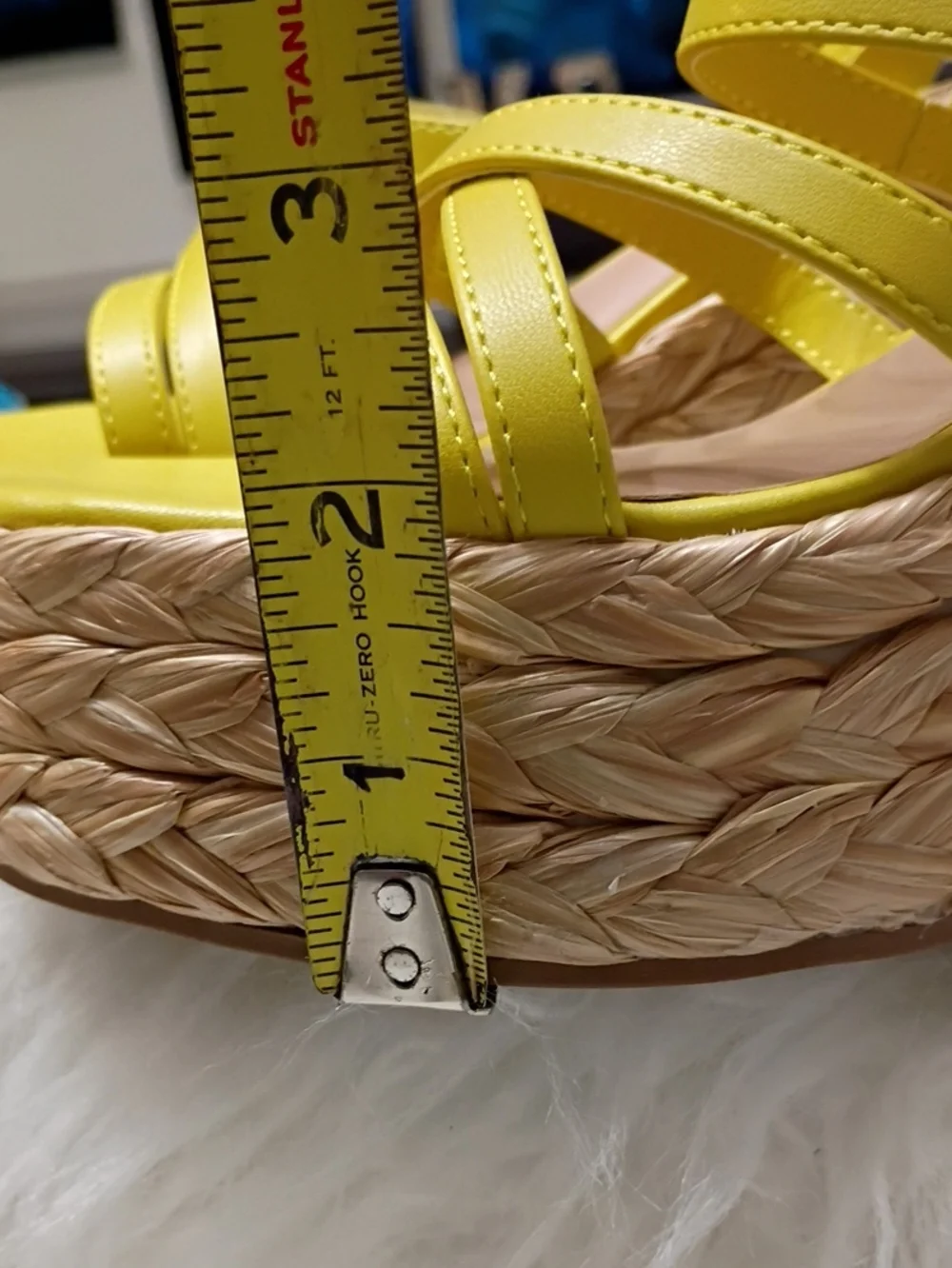 New Sun + Stone Citron Yellow Strappy Rafia Espadrille Platform Sandals 5.5M